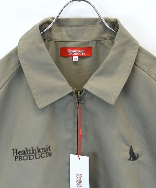 Healthknit Product(ヘルスニットプロダクト)の「別注【Healthknit Product】T/C twill blouson/ロゴ刺繍 ツイル ブルゾン/ハリントンジャケット(ブルゾン・メンズ・ブラック/カーキ/ネイビー・M/L/XL)」の7枚目の写真