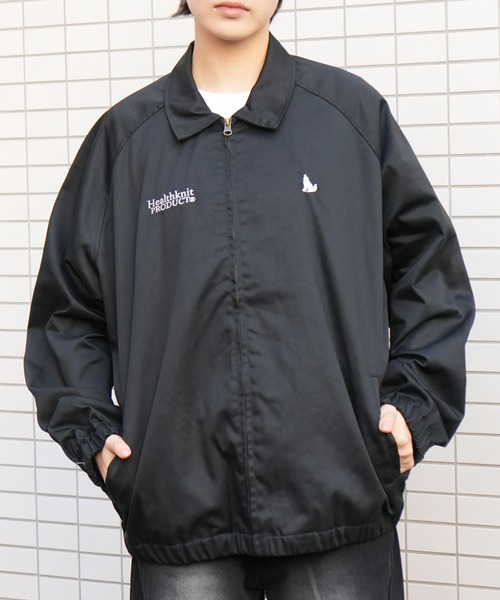 Healthknit Product(ヘルスニットプロダクト)の「別注【Healthknit Product】T/C twill blouson/ロゴ刺繍 ツイル ブルゾン/ハリントンジャケット(ブルゾン・メンズ・ブラック/カーキ/ネイビー・M/L/XL)」の14枚目の写真