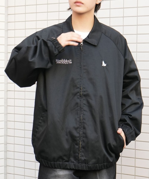 Healthknit Product(ヘルスニットプロダクト)の「別注【Healthknit Product】T/C twill blouson/ロゴ刺繍 ツイル ブルゾン/ハリントンジャケット(ブルゾン・メンズ・ブラック/カーキ/ネイビー・M/L/XL)」の15枚目の写真