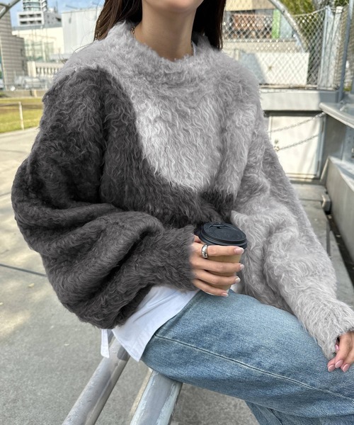 andme(アンドミー)の「配色シャギー起毛ショート丈ニットトップス(ニット/セーター・レディース・ベージュ系その他/グレー系その他/ブラウン系その他・M)」の16枚目の写真