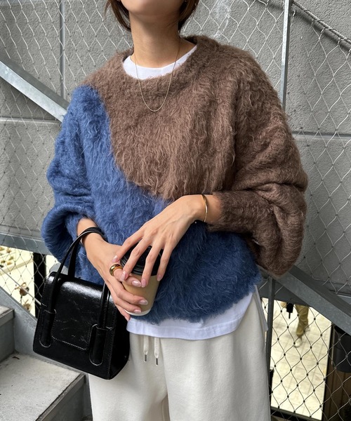 andme(アンドミー)の「配色シャギー起毛ショート丈ニットトップス(ニット/セーター・レディース・ベージュ系その他/グレー系その他/ブラウン系その他・M)」の17枚目の写真