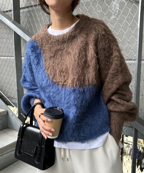 andme(アンドミー)の「配色シャギー起毛ショート丈ニットトップス(ニット/セーター・レディース・ベージュ系その他/グレー系その他/ブラウン系その他・M)」の19枚目の写真