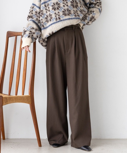 RAGEBLUE（レイジブルー）の「サイドベルト付/TRドレープワイドスラックス（スラックス・レディース・ブラウン/ブラック/グレー・FREE）」の3枚目の写真