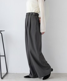 サイドベルト付/TRドレープワイドスラックス