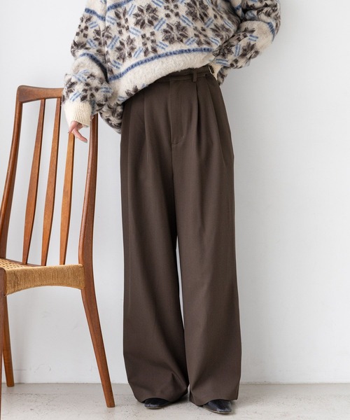 RAGEBLUE（レイジブルー）の「サイドベルト付/TRドレープワイドスラックス（スラックス・レディース・ブラウン/ブラック/グレー・FREE）」の16枚目の写真