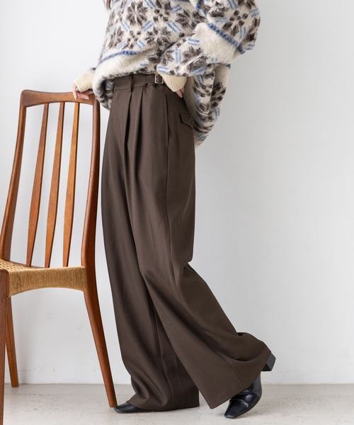 RAGEBLUE（レイジブルー）の「サイドベルト付/TRドレープワイドスラックス（スラックス・レディース・ブラウン/ブラック/グレー・FREE）」の19枚目の写真