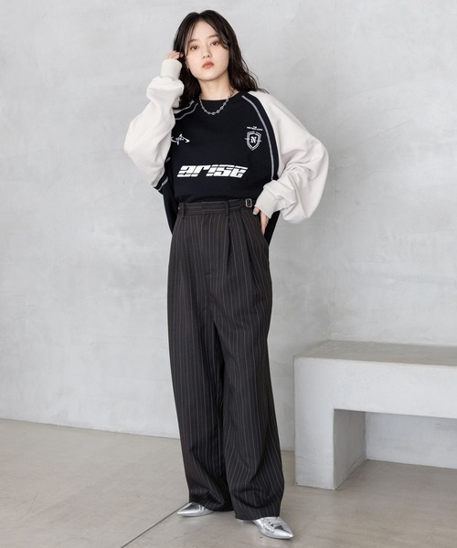 RAGEBLUE（レイジブルー）の「サイドベルト付/TRドレープワイドスラックス（スラックス・レディース・ブラウン/ブラック/グレー・FREE）」の4枚目の写真