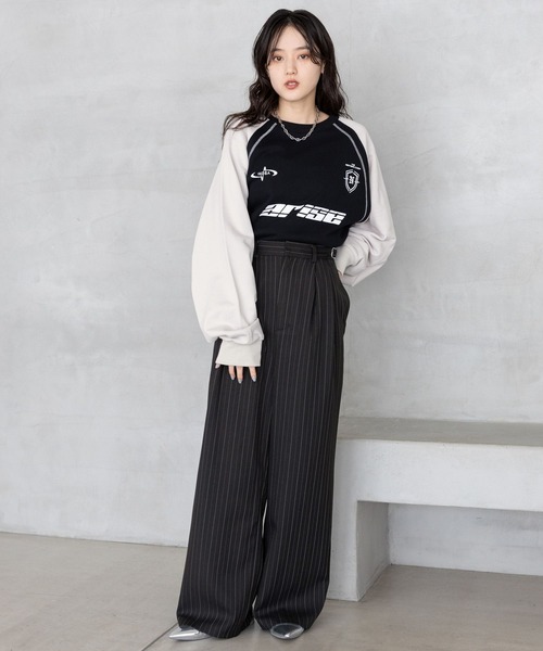 RAGEBLUE（レイジブルー）の「サイドベルト付/TRドレープワイドスラックス（スラックス・レディース・ブラウン/ブラック/グレー・FREE）」の6枚目の写真