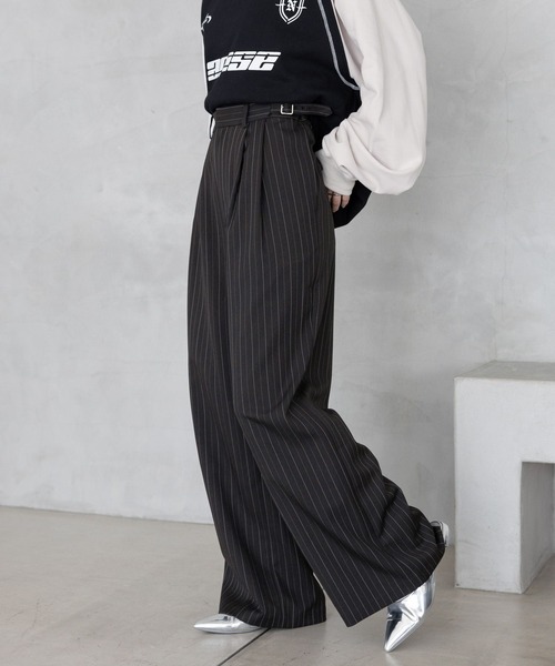 RAGEBLUE（レイジブルー）の「サイドベルト付/TRドレープワイドスラックス（スラックス・レディース・ブラウン/ブラック/グレー・FREE）」の8枚目の写真