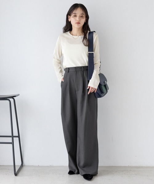 RAGEBLUE（レイジブルー）の「サイドベルト付/TRドレープワイドスラックス（スラックス・レディース・ブラウン/ブラック/グレー・FREE）」の9枚目の写真