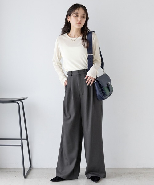 RAGEBLUE（レイジブルー）の「サイドベルト付/TRドレープワイドスラックス（スラックス・レディース・ブラウン/ブラック/グレー・FREE）」の10枚目の写真