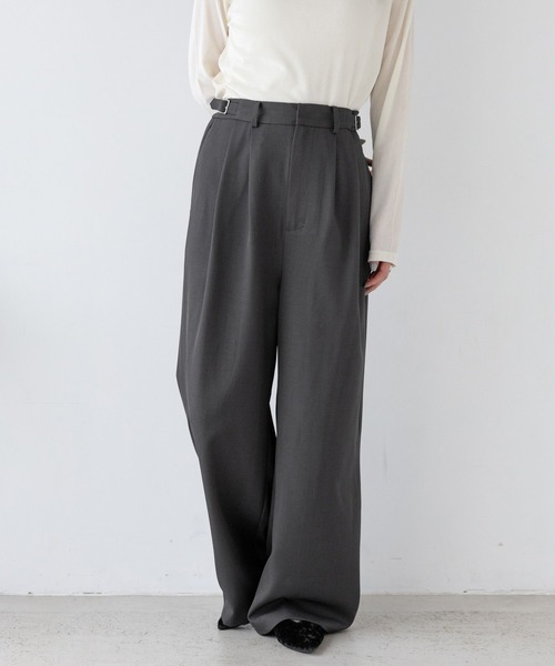 RAGEBLUE（レイジブルー）の「サイドベルト付/TRドレープワイドスラックス（スラックス・レディース・ブラウン/ブラック/グレー・FREE）」の13枚目の写真