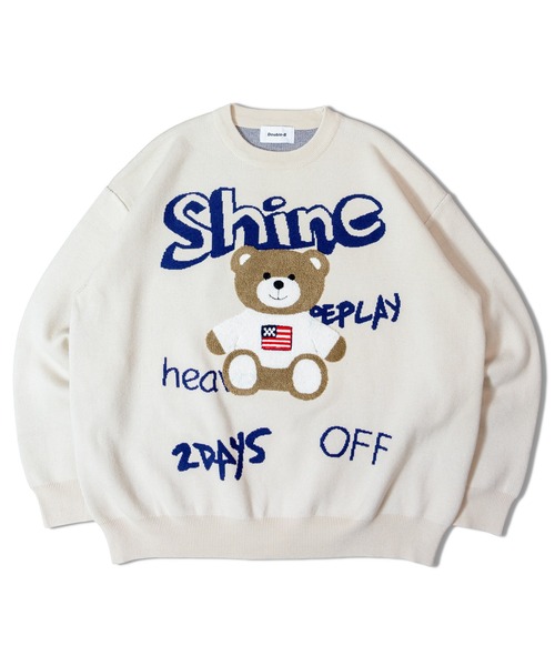 Shine（シャイン）の「SHINE-サガラベアーニットクルー（ニット/セーター・メンズ・オートミール/ブラック・FREE）」の2枚目の写真