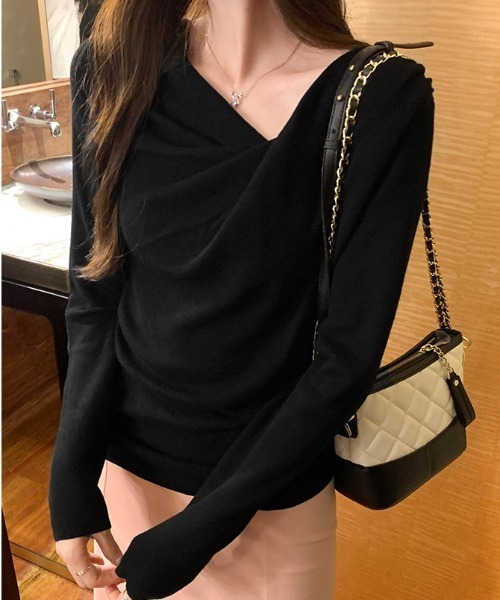 N.s(エヌドットエス)の「アシメデザインニットトップス(Tシャツ/カットソー・レディース・ピンク/ブラック/ブルー/ベージュ・M/S/L)」の18枚目の写真