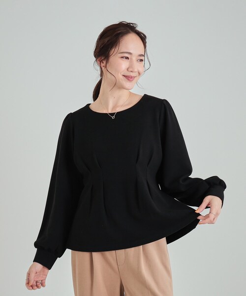DRESKIP(ドレスキップ)の「◆ウエストタックで綺麗にくびれる 起毛ペプラムトップス(Tシャツ/カットソー・レディース・ライトブルー/ブラック/ナチュラル・01/04/02/03)」の18枚目の写真