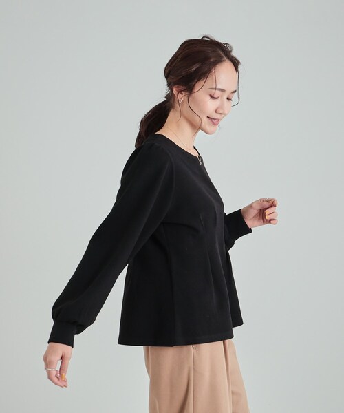 DRESKIP(ドレスキップ)の「◆ウエストタックで綺麗にくびれる 起毛ペプラムトップス(Tシャツ/カットソー・レディース・ライトブルー/ブラック/ナチュラル・01/04/02/03)」の19枚目の写真