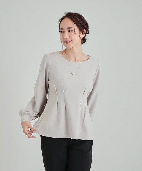 DRESKIP(ドレスキップ)の「◆ウエストタックで綺麗にくびれる 起毛ペプラムトップス(Tシャツ/カットソー・レディース・ライトブルー/ブラック/ナチュラル・01/04/02/03)」の22枚目の写真