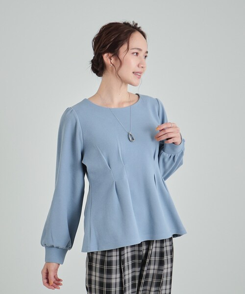 DRESKIP(ドレスキップ)の「◆ウエストタックで綺麗にくびれる 起毛ペプラムトップス(Tシャツ/カットソー・レディース・ライトブルー/ブラック/ナチュラル・01/04/02/03)」の14枚目の写真