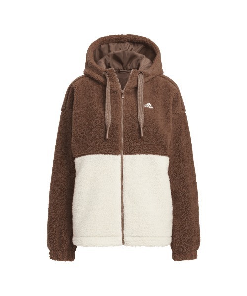 adidas（アディダス）の「アディダス adidas BOA ルーズフィット フルジップジャケット（パーカー・レディース・ベージュ/ブラウン・S/M/L/XL）」の9枚目の写真