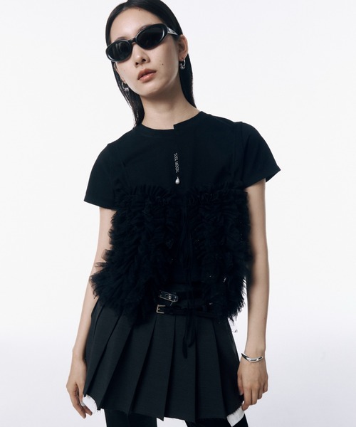 DOUBLEWAIST PLEATS MINISKIRT/ダブルウエストミニスカート