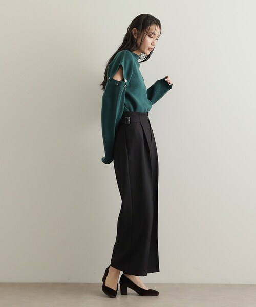 OPAQUE.CLIP（オペークドットクリップ）の「◆《美人百花掲載》サイドベルトワイドパンツ【洗濯機洗い可】（その他パンツ・レディース・ブラック/キャメル・38/40/42）」の12枚目の写真