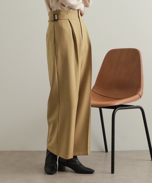 OPAQUE.CLIP（オペークドットクリップ）の「◆《美人百花掲載》サイドベルトワイドパンツ【洗濯機洗い可】（その他パンツ・レディース・ブラック/キャメル・38/40/42）」の14枚目の写真