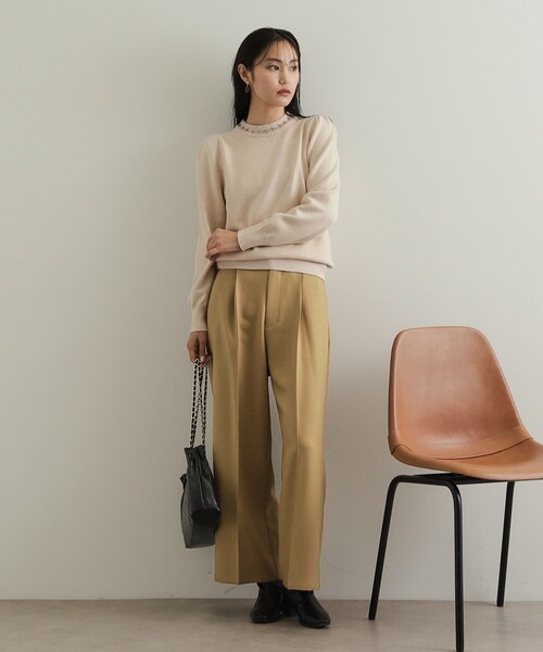 OPAQUE.CLIP（オペークドットクリップ）の「◆《美人百花掲載》サイドベルトワイドパンツ【洗濯機洗い可】（その他パンツ・レディース・ブラック/キャメル・38/40/42）」の15枚目の写真