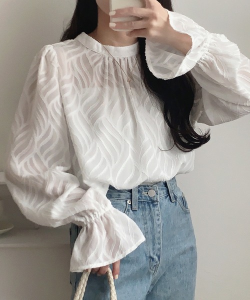 【新品】Arpegestory キャンディースリーブブラウス WHT Sサイズ Fit more ブラウス シャツ キャンディースリーブティアード