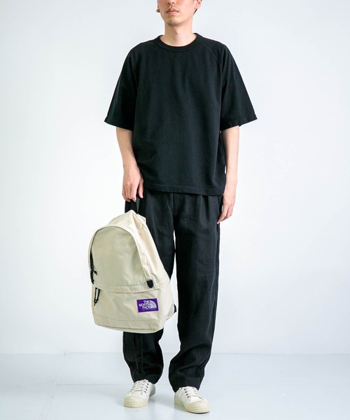 RINEN（リネン）の「[RINEN ] スーピマインレイ 半袖ラグランクルーネック（Tシャツ/カットソー・メンズ・ホワイト/ブラック・3/2）」の4枚目の写真