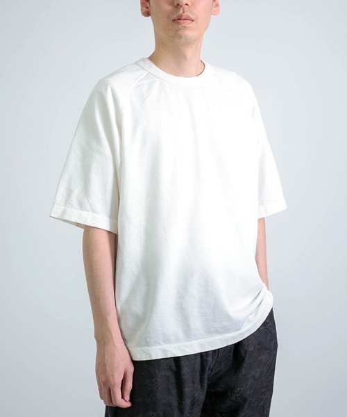 RINEN（リネン）の「[RINEN ] スーピマインレイ 半袖ラグランクルーネック（Tシャツ/カットソー・メンズ・ホワイト/ブラック・3/2）」の7枚目の写真
