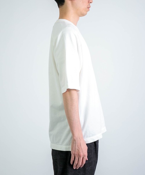 RINEN（リネン）の「[RINEN ] スーピマインレイ 半袖ラグランクルーネック（Tシャツ/カットソー・メンズ・ホワイト/ブラック・3/2）」の11枚目の写真