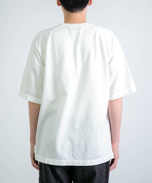 RINEN（リネン）の「[RINEN ] スーピマインレイ 半袖ラグランクルーネック（Tシャツ/カットソー・メンズ・ホワイト/ブラック・3/2）」の12枚目の写真