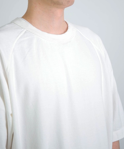 RINEN（リネン）の「[RINEN ] スーピマインレイ 半袖ラグランクルーネック（Tシャツ/カットソー・メンズ・ホワイト/ブラック・3/2）」の13枚目の写真
