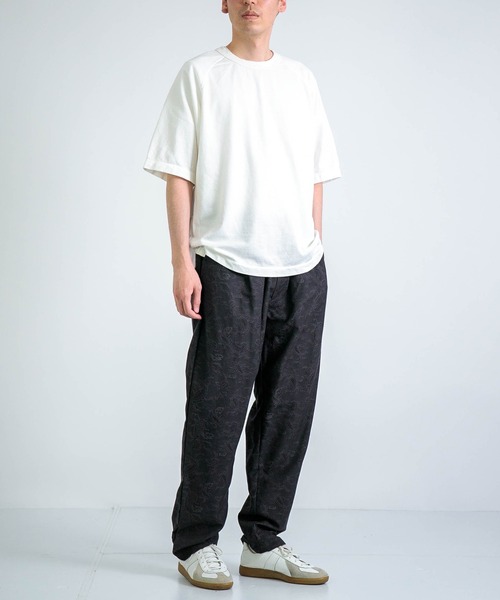 RINEN（リネン）の「[RINEN ] スーピマインレイ 半袖ラグランクルーネック（Tシャツ/カットソー・メンズ・ホワイト/ブラック・3/2）」の9枚目の写真