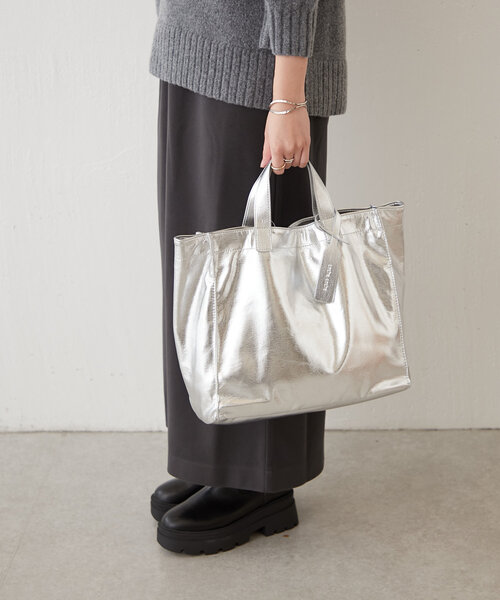 Jena espace merveilleux（ジェナ　エスパスメルヴェイユ）の「ソフトショッパーバッグ（トートバッグ・レディース・シルバー/ライトグレー・FREE）」の10枚目の写真