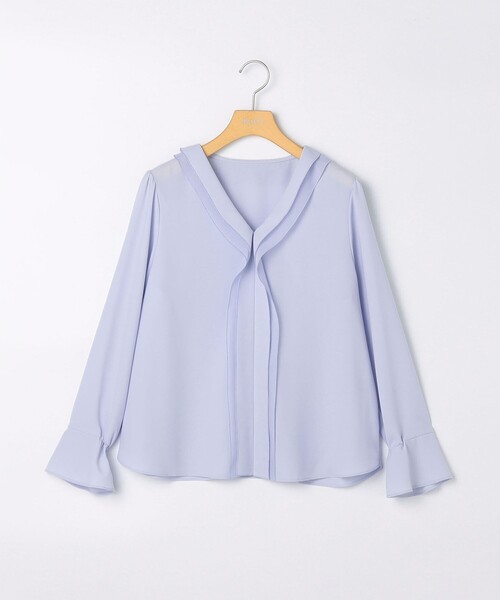 NOLLEY’S Sophi(ノーリーズソフィ)の「ジョーゼットVネックブラウス(シャツ/ブラウス・レディース・オフホワイト/サックスブルー・38/36)」の15枚目の写真