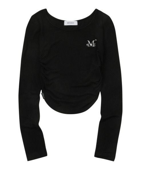 MUCENT（ムセント）の「【日本未発売/WEB限定】MUCENT(ムセント)/Uネック 裾ラウンド サイドシャーリング カットソー/Four Seasons See-through Signature Logo Yu-neck Shirring Tee（Tシャツ/カットソー・レディース・グレー/ブラック/ホワイト・FREE）」の9枚目の写真