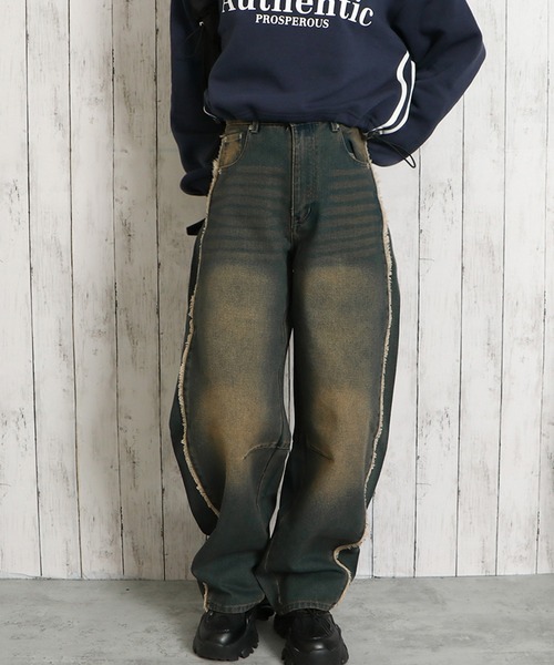 GORGE(ゴージ)の「《サイドフリンジ×ワイドバレル》レディース デニムパンツ 体型カバー 春夏秋冬(デニムパンツ・レディース・ブラック系その他/グリーン系その他/インディゴブルー/サックスブルー・F)」の12枚目の写真