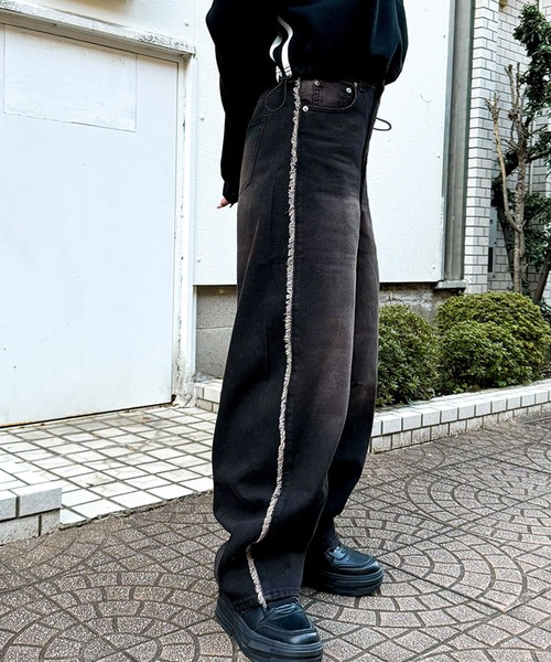 GORGE(ゴージ)の「《サイドフリンジ×ワイドバレル》レディース デニムパンツ 体型カバー 春夏秋冬(デニムパンツ・レディース・ブラック系その他/グリーン系その他/インディゴブルー/サックスブルー・F)」の10枚目の写真