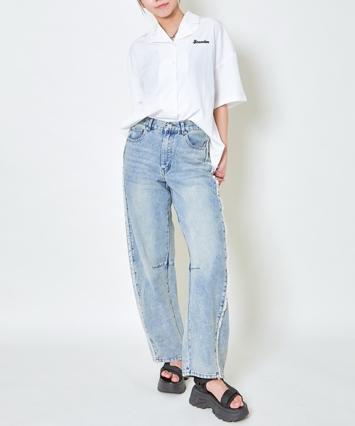 GORGE(ゴージ)の「《サイドフリンジ×ワイドバレル》レディース デニムパンツ 体型カバー 春夏秋冬(デニムパンツ・レディース・ブラック系その他/グリーン系その他/インディゴブルー/サックスブルー・F)」の16枚目の写真