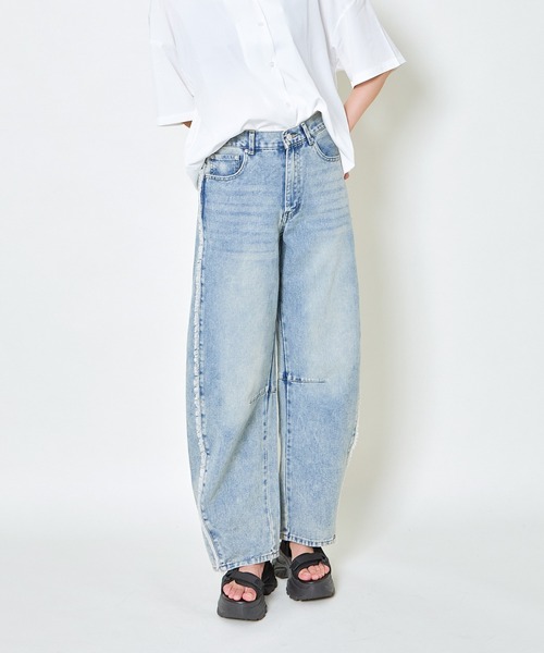 GORGE(ゴージ)の「《サイドフリンジ×ワイドバレル》レディース デニムパンツ 体型カバー 春夏秋冬(デニムパンツ・レディース・ブラック系その他/グリーン系その他/インディゴブルー/サックスブルー・F)」の17枚目の写真