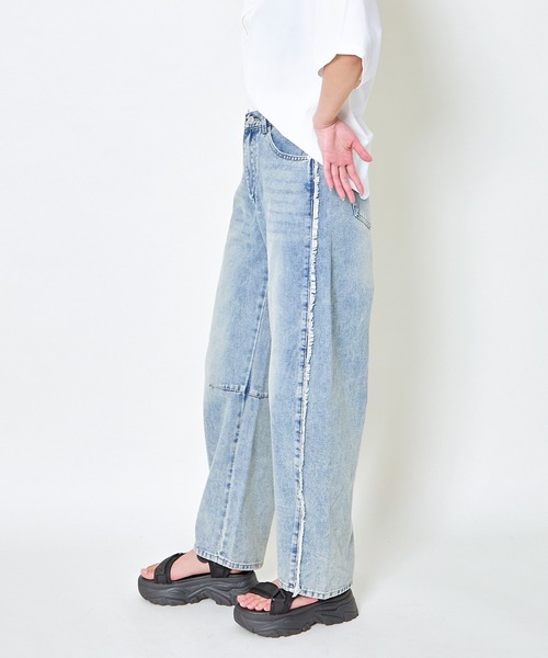 GORGE(ゴージ)の「《サイドフリンジ×ワイドバレル》レディース デニムパンツ 体型カバー 春夏秋冬(デニムパンツ・レディース・ブラック系その他/グリーン系その他/インディゴブルー/サックスブルー・F)」の18枚目の写真