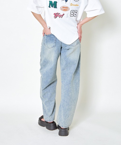 GORGE(ゴージ)の「《サイドフリンジ×ワイドバレル》レディース デニムパンツ 体型カバー 春夏秋冬(デニムパンツ・レディース・ブラック系その他/グリーン系その他/インディゴブルー/サックスブルー・F)」の19枚目の写真