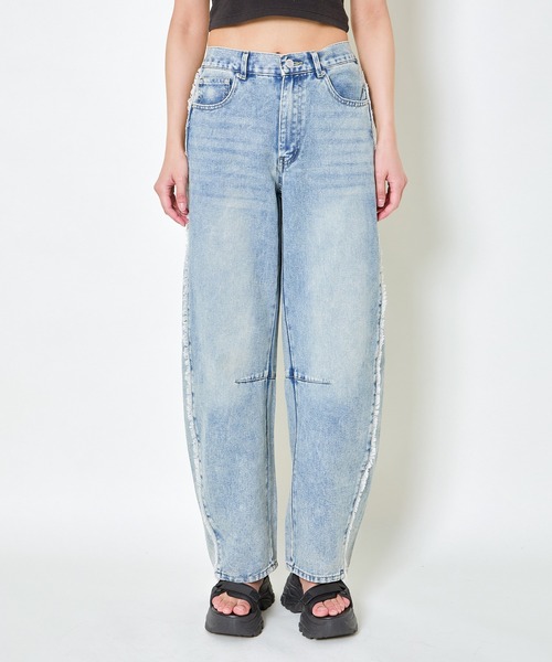 GORGE(ゴージ)の「《サイドフリンジ×ワイドバレル》レディース デニムパンツ 体型カバー 春夏秋冬(デニムパンツ・レディース・ブラック系その他/グリーン系その他/インディゴブルー/サックスブルー・F)」の20枚目の写真