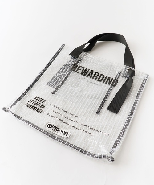 OUTDOOR PRODUCTS（アウトドアプロダクツ）の「OUTDOOR PRODUCTS/アウトドアプロダクツ OUTDOOR Graphic Vinyl Tote トートバッグ（トートバッグ・レディース・ブラック/ホワイト・FREE）」の4枚目の写真