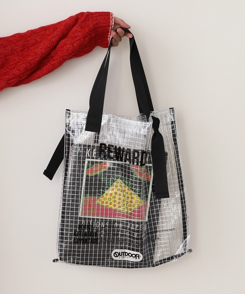 OUTDOOR PRODUCTS（アウトドアプロダクツ）の「OUTDOOR PRODUCTS/アウトドアプロダクツ OUTDOOR Graphic Vinyl Tote トートバッグ（トートバッグ・レディース・ブラック/ホワイト・FREE）」の13枚目の写真