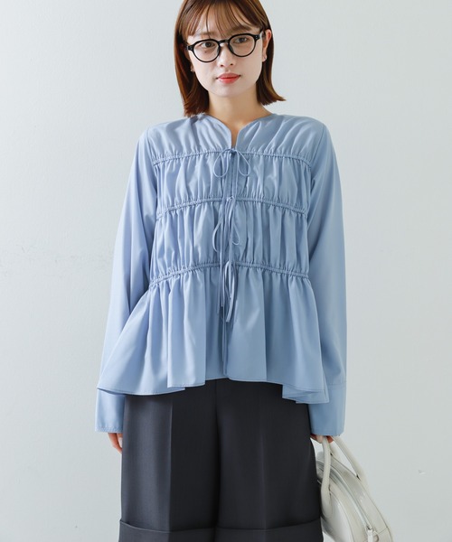 SENSE OF PLACE by URBAN RESEARCH（センスオブプレイスバイアーバンリサーチ）の「リボンディテールブラウス（シャツ/ブラウス・レディース・ブラック/ライトブルー/オフホワイト・ONE）」の4枚目の写真