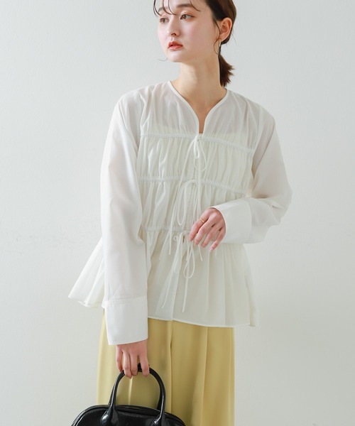 SENSE OF PLACE by URBAN RESEARCH（センスオブプレイスバイアーバンリサーチ）の「リボンディテールブラウス（シャツ/ブラウス・レディース・ブラック/ライトブルー/オフホワイト・ONE）」の10枚目の写真