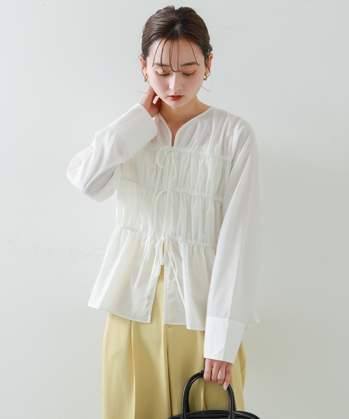 SENSE OF PLACE by URBAN RESEARCH（センスオブプレイスバイアーバンリサーチ）の「リボンディテールブラウス（シャツ/ブラウス・レディース・ブラック/ライトブルー/オフホワイト・ONE）」の11枚目の写真