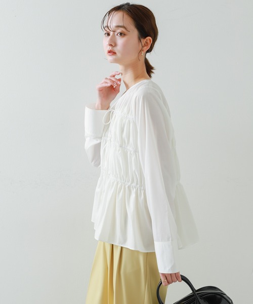 SENSE OF PLACE by URBAN RESEARCH（センスオブプレイスバイアーバンリサーチ）の「リボンディテールブラウス（シャツ/ブラウス・レディース・ブラック/ライトブルー/オフホワイト・ONE）」の12枚目の写真